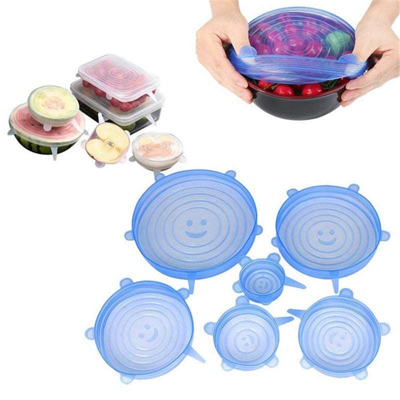 Kitchen Gadgets Reusable Silicon Stretch Lids Universal Lid Silicone Food Wrap Bowl Lid