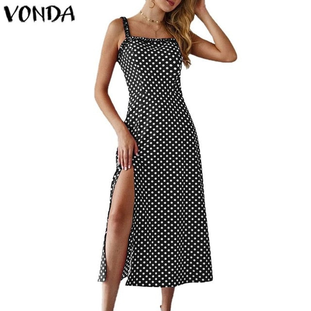 VONDA Summer Dress Women Sexy Sleeveless Long Maxi Dresses