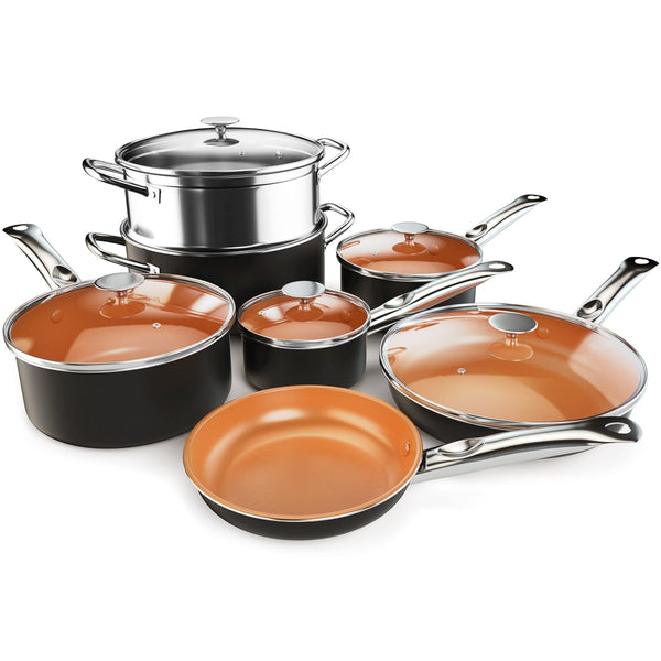 Costway 12 Piece Nonstick Cookware Set Copper Pots Pans Set