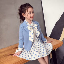 childrens clothing casual blazer+dot dress