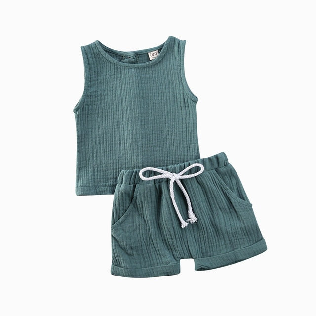 Kids Baby Girls Boys Outfit Suit Cotton Linen Clothes