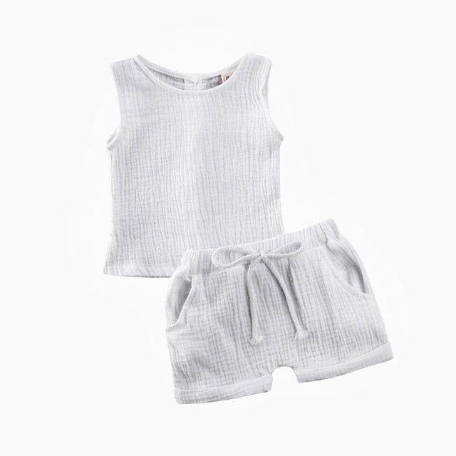 Kids Baby Girls Boys Outfit Suit Cotton Linen Clothes