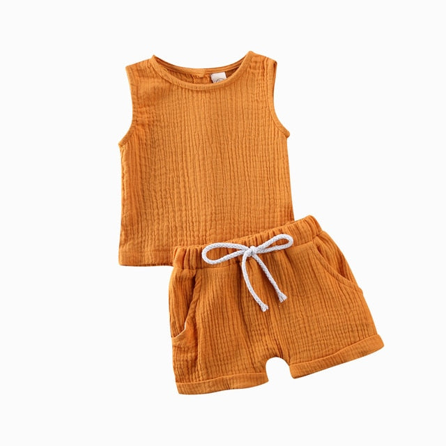 Kids Baby Girls Boys Outfit Suit Cotton Linen Clothes