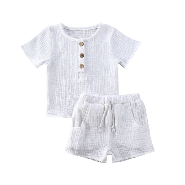 Kids Baby Girls Boys Outfit Suit Cotton Linen Clothes