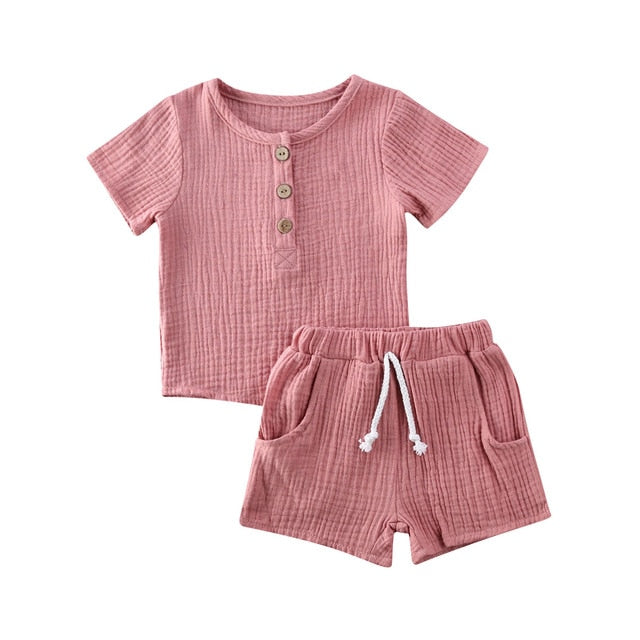 Kids Baby Girls Boys Outfit Suit Cotton Linen Clothes