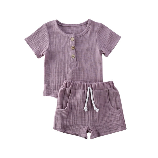 Kids Baby Girls Boys Outfit Suit Cotton Linen Clothes