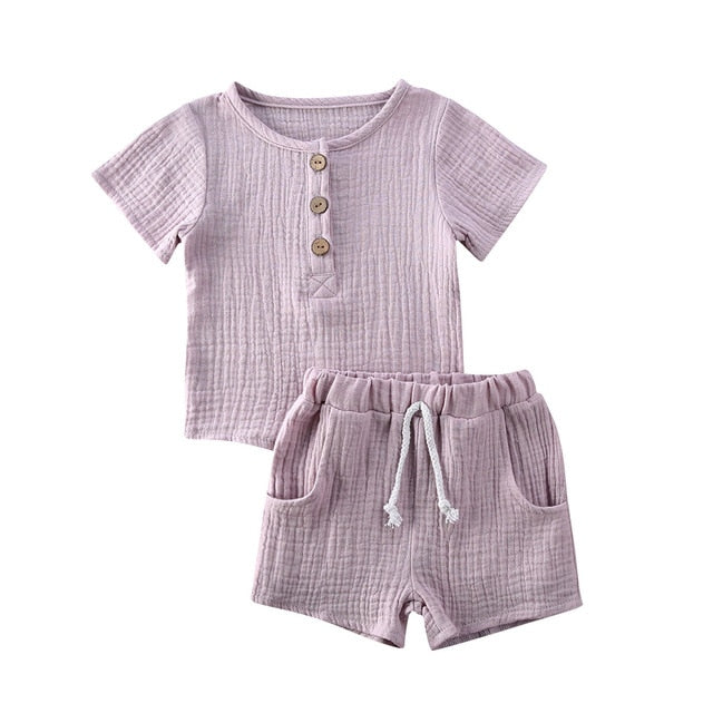 Kids Baby Girls Boys Outfit Suit Cotton Linen Clothes